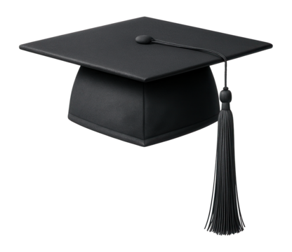 Graduation cap with charcoal tassel and flat square top