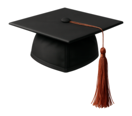 Graduation cap with rust tassel and flat square top