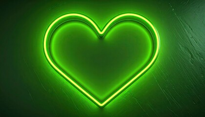 Lime Green Neon Heart Outline on Dark Background