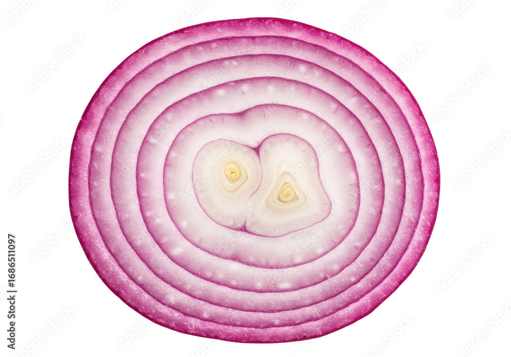 Poster slice of red onion isolated on transparent background