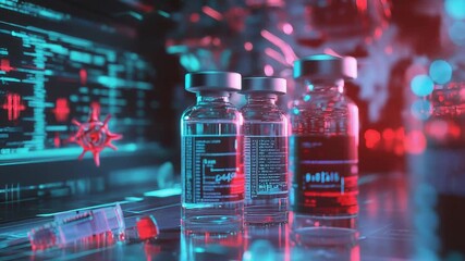 Medical research developing vaccine and showing virus on computer screen - Powered by Adobe