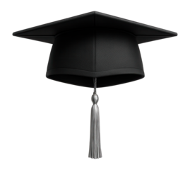 Graduation cap with silver tassel and flat design