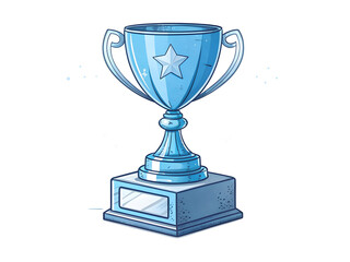 Light Blue Glass Award Trophy Icon Success Achievement Prize Cup Star Winner Competition Victory Celebration Graphic Design Element isolated on a transparent background