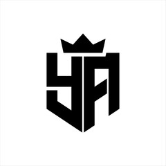 YA Vector image of a shield with a sharp geometric style and a pointed crown