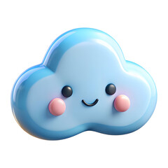 3d render of a cute cartoon cloud icon blue