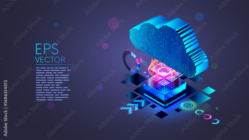 Poster security and protection cloud data in cloud storage of computing data center. secure digital data in
