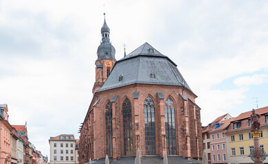 Obraz premium historical Heiliggeistkirche church, old town of Heidelberg
