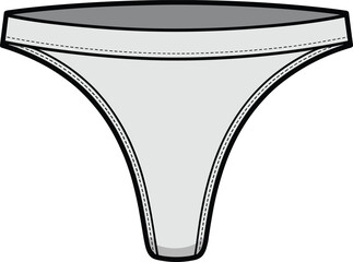 Vector illustration of women underwear, minimal design thong template, fashion clothing mockup, lingerie garment flat icon, stylish apparel isolated.
