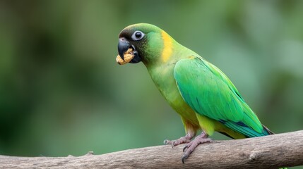 Obraz premium Green Parrot Eating | Exotic Bird Photography | Wildlife