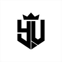 YV Vector image of a shield with a sharp geometric style and a pointed crown