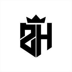 ZH Vector image of a shield with a sharp geometric style and a pointed crown