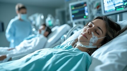 Serene Young Female Patient Receiving Medical Care in Hospital