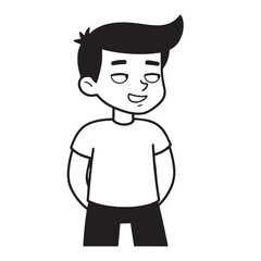 Handsome Man Black and White Illustration Vector Image Male Portrait Fashion Sketch Line Art Design