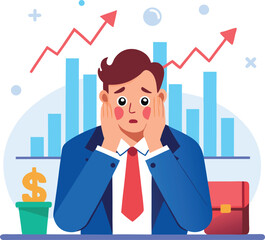 Vector of Investor Stressed Over Market Loss