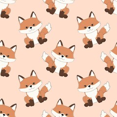 seamless pattern with fox cartoon