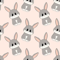seamless pattern with rabbit cartoon