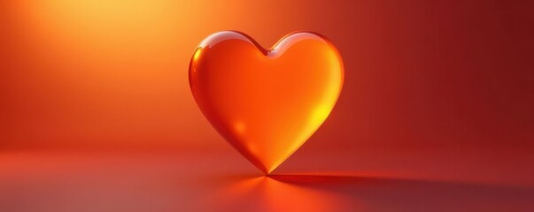 Shiny orange heart, gradient shading, smooth surface , romantic, love, glossy