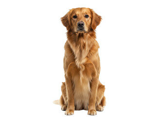 Fototapeta premium Golden retriever dog sitting isolated on transparent background
