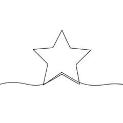 Continuous line drawing of star. Minimalist black linear sketch isolated on white background. Hand drawn vector illustration.