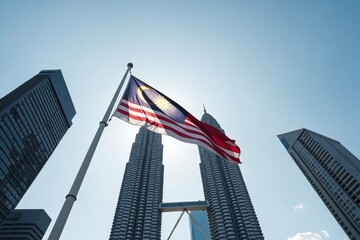 Stylized and atmospheric photograph of a national flag, a powerful symbol of a country's patriotism, identity, pride, and national spirit
