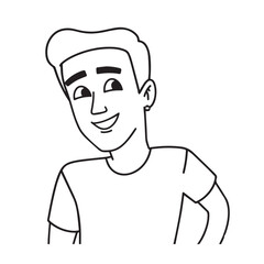 Obraz premium Handsome Man Black and White Illustration Vector Image Male Portrait Fashion Sketch Line Art Design