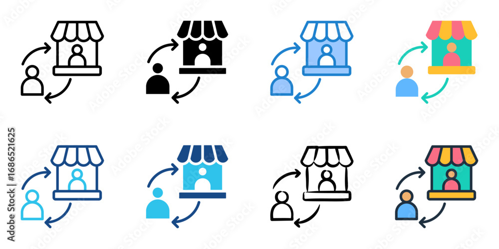 Poster trading icon set multiple style collection