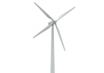 White wind turbine isolated on transparent background