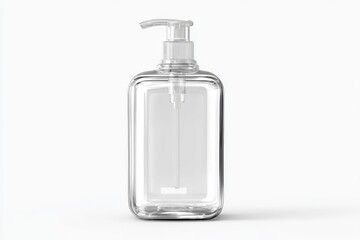 Clear plastic pump bottle,  empty,  ready for labeling