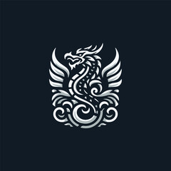 Ornate Dragon Emblem Logo