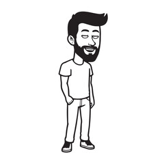 Obraz premium Handsome Man Black and White Illustration Vector Image Male Portrait Fashion Sketch Line Art Design