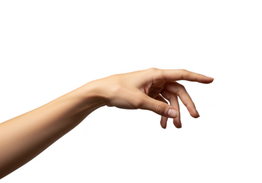 Womans hand reaching out isolated on transparent background