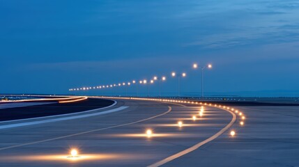 Obraz premium Airport Runway Lights at Night | Aviation Safety & Travel