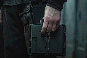 Vibrant Color Image of Case Attached to Hand with Handcuffs