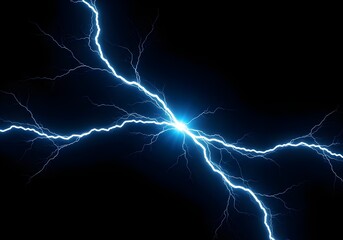 blue lightning strike electrical discharge energy