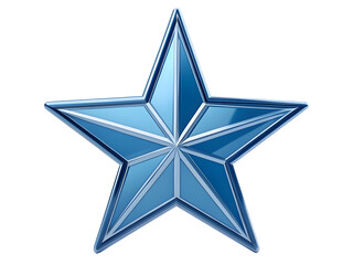 Obraz premium Shiny Blue Glass Five Pointed Star Icon with Metallic Accents isolated on a transparent background