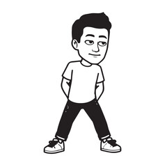 Handsome Man Black and White Illustration Vector Image Male Portrait Fashion Sketch Line Art Design