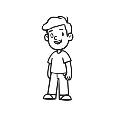 Handsome Man Black and White Illustration Vector Image Male Portrait Fashion Sketch Line Art Design