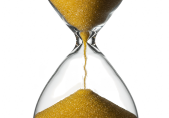Hourglass with sand falling isolated on transparent background