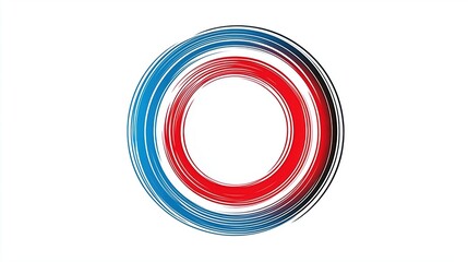 Dynamic Circular Design with Red and Blue Swirls Symbolizing Energy and Creativity
