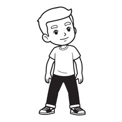 Handsome Man Black and White Illustration Vector Image Male Portrait Fashion Sketch Line Art Design