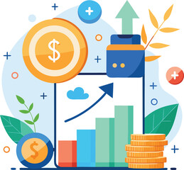 Vector of Portfolio Growth Infographic With Coins