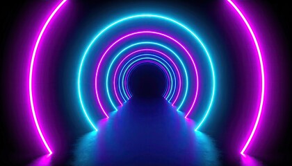 Neon Portal Tunnel: Cyan Magenta Lights