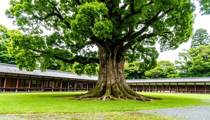 Lush tree in a Japanese garden