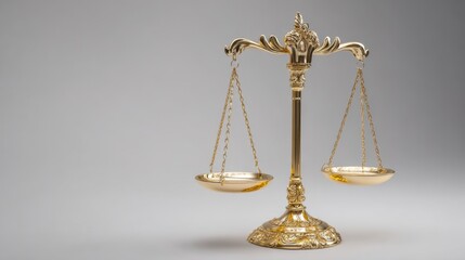 The Antique Golden Scales of Justice on a Clean Background