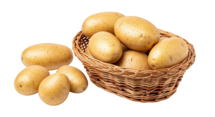 Isolated potatoes in basket
