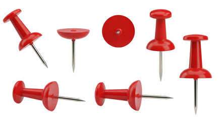 Isolated red push pins set