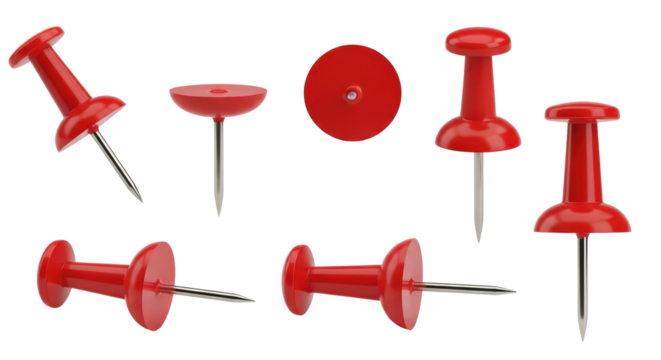 Isolated red push pins set