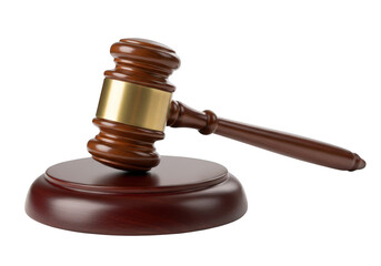 Wooden gavel isolated on transparent background