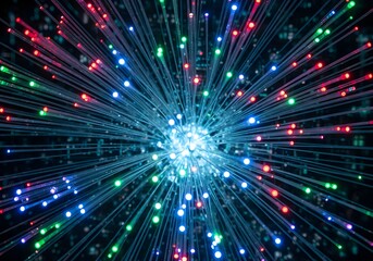 Obraz premium fiber optic network communication technology background