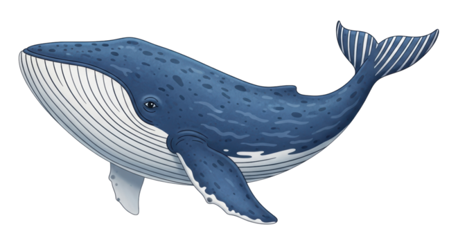 Isolated humpback whale drawing